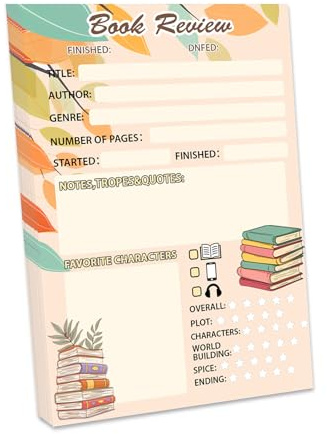 Topabel Book Review Notepad Reading Log for Readers to Review&Reading Tracker,5x8 Inch Reading Journals for Book Lovers,50 Sheets