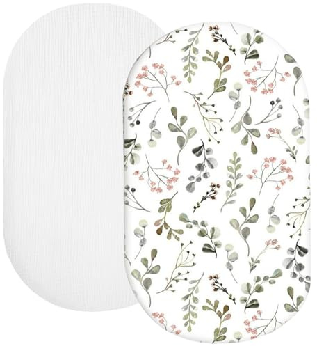 Juego de 2 sábanas bajeras para cochecito de bebé, 82 x 42 cm, funda de colchón, nido de bebé, sábana bajera ajustable para recién nacidos, moisés y moisés, protector de colchón para parque infantil