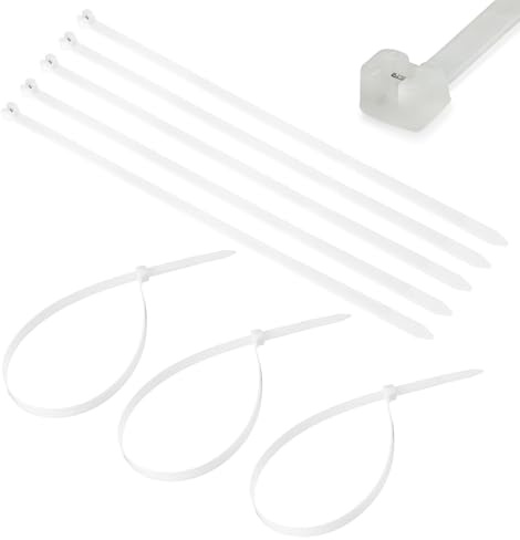 TERF® 50 bridas de metal blanco con dientes de 370 mm x 4,8 mm, cierre de nailon resistente, mecanismo de autobloqueo seguro, corbata de plástico para el hogar, oficina, jardín, taller, almacén, uso
