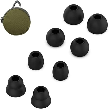 umvowuxa 4 Pairs Ear Tips+Earbuds Storage Bag for Beats Powerbeats Pro/Powerbeats Pro 2 Headphones, Earplugs Made of Soft and Comfortable Silicone Material, Waterproof and Sweatproof (Black)