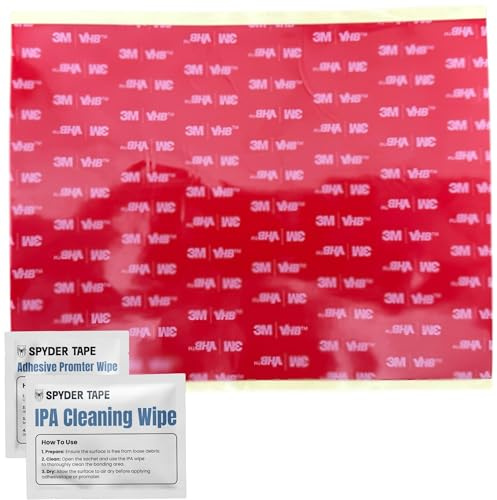 Spyder Tape GPH-110 - Ruban de montage double face robuste - 150 x 200 mm - Ruban adhésif résistant aux intempéries - Alternative sans perçage pour verre, métal, plastique - Adhésif de qualité