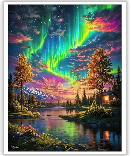 Viart Landscape Paint by Numbers for Adults- Aurora Painting by Numbers for Adults for Home Wall Decor 16x20 Inch