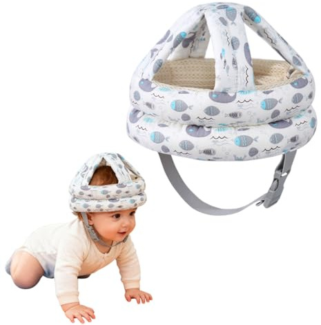 Casque premiers pas pour bébé, casque premiers pas pour enfants de 6 à 36 mois, casque anti-chute pour bébé, respirant et sûr (blanc)