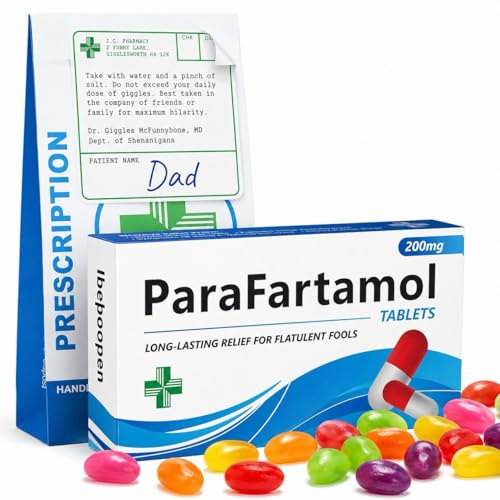 ParaFartamol Sweets, Fathers Day Gift for Him, Rude Funny Male Birthday Gift for Dad, Grandad, Father, Man - Xmas Joke Pills, Tablet Box Prank Present for Boyfriend, Novelty Quirky Gag