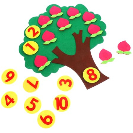 Hohopeti Juego Educativo de Árbol Números Tablero de Fieltro para Emparejamiento y Conteo de Frutas Material Didáctico para Aula Juguetes para Niños de Jardín de Infantes