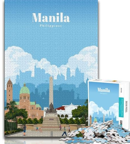 Puzzle Voyage à Manille pour Adultes et Adolescents, Jeu Stimulant et Jeu Familial idéal comme Cadeau pour Toute la Famille 50x75cm