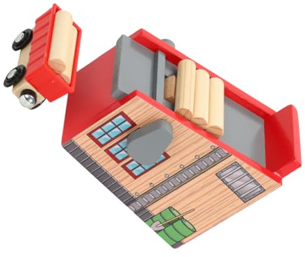 Abaodam Kit Di Blocchi Di Legno Per Trenino Giocattolo, Accessori Di Scena in Legno Durevole, Giocattoli Per Bambini Per Gioco Interattivo e Creativo, Set