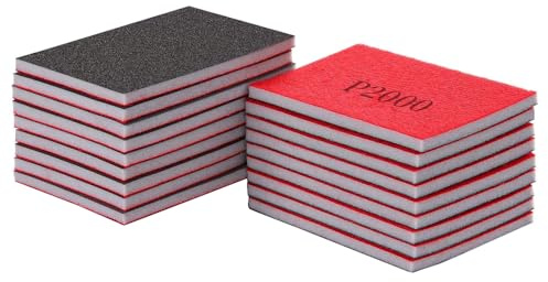 Juego de 18 esponjas de lijado, papel de lija húmedo y seco de grano 2000 para modelos, muebles, madera, pintura, metal, plástico