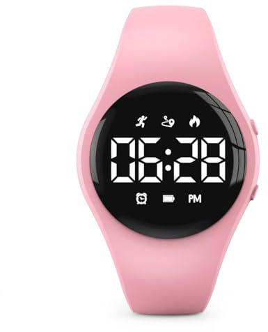 Focwony Kids Led Digital Fitness Tracker Watch, Waterproof Pedometer Wristwatch, Vibrating Alarm Clock, Stopwatch, Great Gift for Kids Children Teens Girls Boys (Pink)