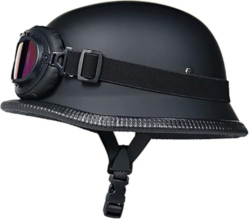 Motorcykelhalvhjälm För Vuxna Män Kvinnor, Motocrosshjälm Tysk Halvhjälm I Dödskallehatt, ECE-Godkänd, För Motorcykelscooter, Chopper, Moped, Med Skyddsglasögon 4,L/(59~60cm)