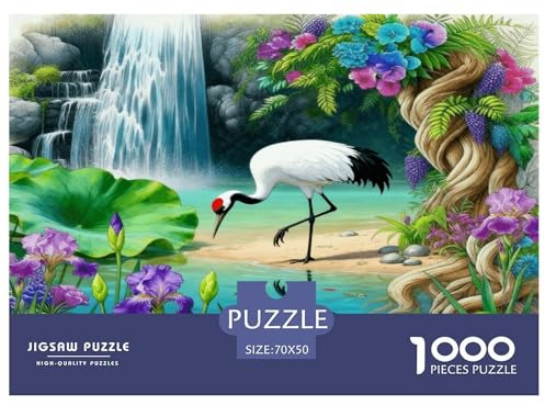 Puzzle Grue du Japon 1000 Pièces pour Adultes Et Enfants, Jeu De Société Convivial, Casse-tête Buisson Fleuri Cascade, Home Decor, Cadeau Adulte 70x50cm/1000pcs