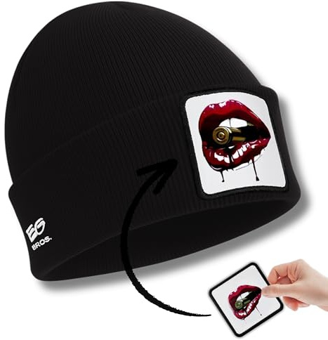 EG BROS Wintermütze Beanie Damen Herren Unisex – mit austauschbarem Patch/Logo (Klett-Haken), personalisierbar – dehnbar One Size – ideal für Winter & Streetwear
