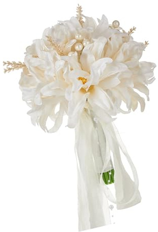 baojielai Elegante orchidee artificiali bouquet da sposa realistico in seta bouquet da sposa per decorazioni per anniversario di matrimonio