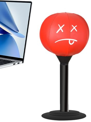 Punchingball Tisch, 17,5 x 37 cm Boxbirne Schreibtisch mit Saugnapf, Mini Boxsack Punchingball mit Luftpumpe, kleiners| Boxball Für Schlafzimmer, Wohnzimmer, Training, Fitness