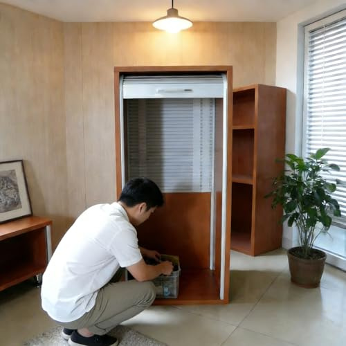 Vibeo Serrandina per Mobili Porte Avvolgibili Curve Alte, Kit per Porte Scorrevoli a Serranda Personalizzabile, Cancello a Serranda in Plastica per Armadi Domestici(45x70cm(17.7x27.6in))