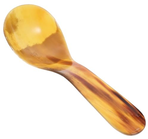 FESTFENDS Ox Horn Soup Ladle 20-23cm Large Kitchen Serving Spoon 5-7cm Bowl, Handmade Stirring Scoop for Coffee, Soup, and Food Serving in Home Kitchen Random Color