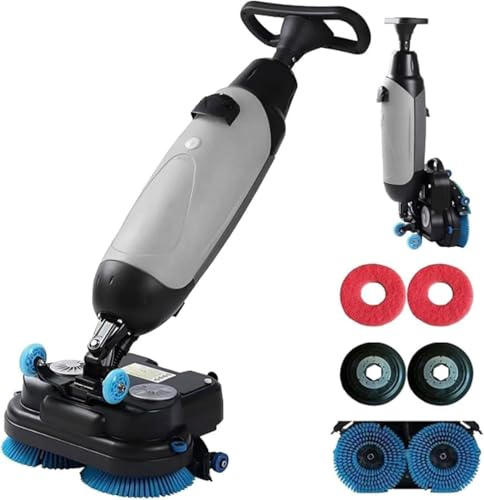 Lavapavimenti A Spinta Con Asciugatura, Lavapavimenti Industriale, Testine A Doppia Spazzola Rotante, Efficienza 1200㎡/h Per Ufficio, Scuola, Villa, Ospedale, Bagno, Batteria 2h(Gray)