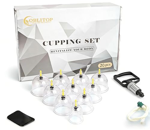 OBLITOP Set di 20 bicchieri con pompa a vuoto, dimensioni per uomo e donna, tazze sottovuoto per muscoli del corpo, mal di schiena, DE= VV03