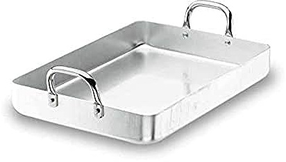 Lacor 20560F - Teglia da arrosto con manico fisso 60 cm in alluminio | Utensile professionale duraturo; progettato per prestazioni ottimali e una pulizia rapida in lavastoviglie