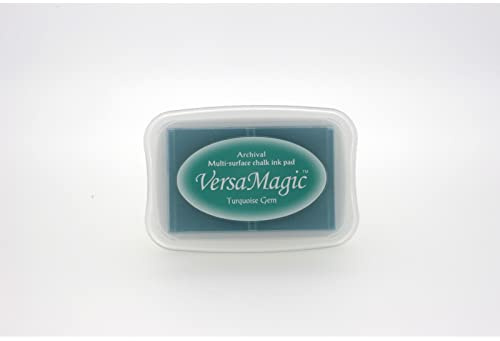 Tsukineko VersaMagic Ink Pads Stempelkissen, Kreiden-Finish, Synthetic Material, türkis, 9.9 x 6.8 x 1.7 cm, Tuerkis