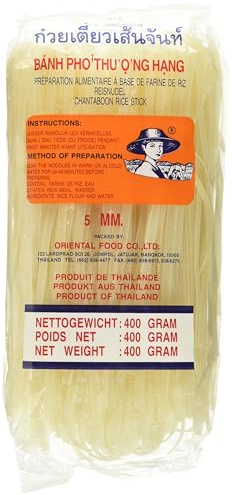 Farmer Reisnudeln – Thailändische, 5 mm breite Reisbandnudeln aus Reismehl – 17 x 400 g