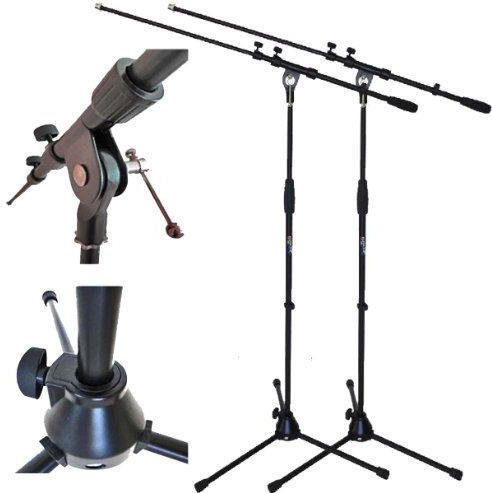 keepdrum MS107B Mikrofonständer Mikrofonstativ mit Galgen 2 Stück