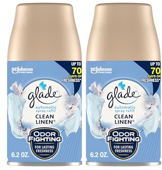 Glade Automatic Spray Air Freshener Refill, Scented Air Freshener for Home and Bathroom, Clean Linen, 6.2 Oz, 2 Count
