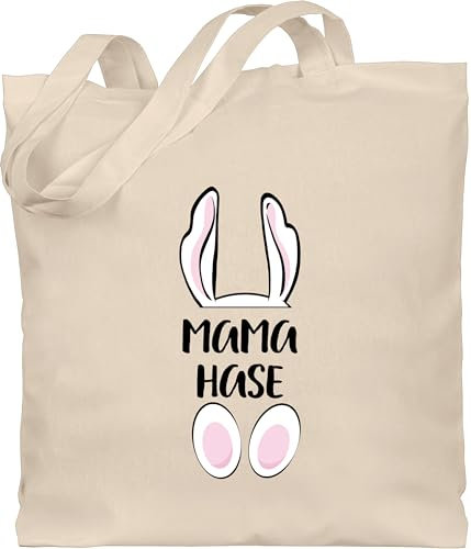 Shirtracer Baumwolltasche - Taschen - Mama Hase I Hasen Familie - Unisize - Naturweiß - einkaufstasche mutter ostern tasche osterhasen rabbit beutel ostergeschenke für mütter hasentasche osterhase