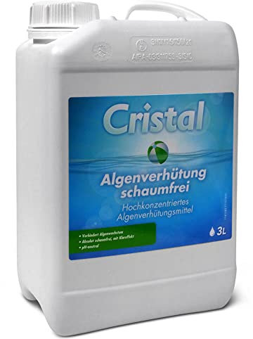 Cristal Algizid Schaumfrei - 3 Liter Algenverhüter für Pools - Effektive Algenbekämpfung ohne Schaumbildung - Für kristallklares Wasser - Pool & Whirlpool