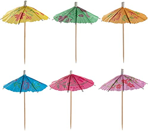 [240 Stück] Regenschirm, Cocktail-Getränke-Picker – verschiedene tropische Farben, Party-Zahnstocher
