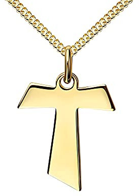 JEVELION 585 Gold-Antoniuskreuz Taukreuz T-Form für Damen, Herren und Kinder Kreuz-Anhänger 585 Gold 14 Karat Mit Panzerkette - Kettenlänge 60 cm.