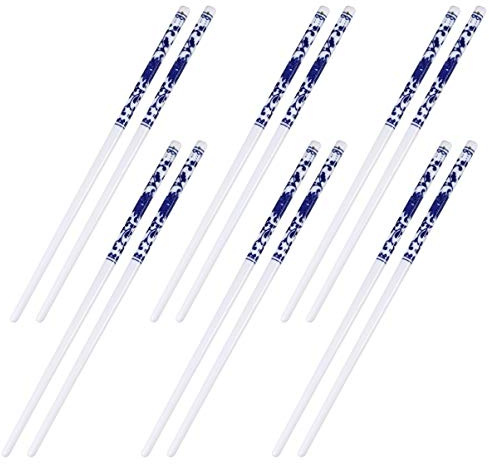 10 Pares Palillos De Porcelana Azul y Blanca Palillos De Sushi Suaves Anti Palitos Para De Flores Azules De Porcelana Comedor Estropajos Decorar Familiar