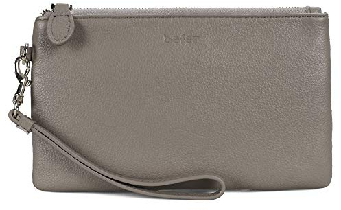 Befen - Pochette da donna, in vera pelle, 100% vera pelle, con cinturino da polso staccabile e chiusura con zip per serata, vacanze, per telefono 8 Plus o telefono meno 15 cm, S, Marsupio portasoldi
