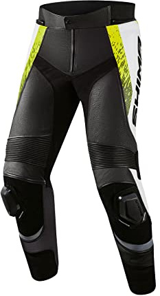 Shima STR 2.0 Motorradhose - Leder, Sporthose mit Hüft- und Knieprotektoren, Knieschleifer, perforiertes Leder, für 2-teilige Kombi (Fluo, 50)