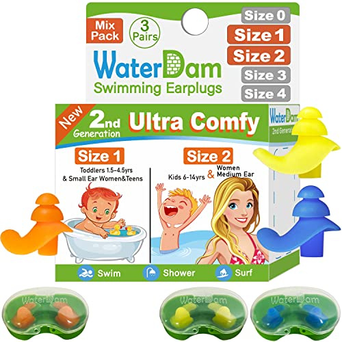 WaterDam Bouchons d'oreille de natation, imperméables, ultra confortables pour prévenir les oreilles du nageur