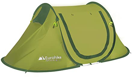 Eurohike Pop 200 Tent for 2 People with Sewn in Groundsheet, 2 Man, Easy to Pitch, Pop-Up Design, Lightweight (Green)