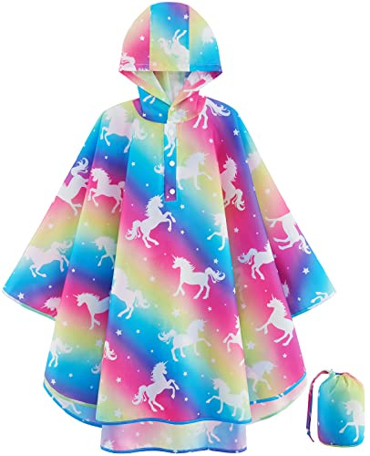 WAWSAM Regenponcho Kinder Wasserdicht – Regencape Kinder Leicht mit Kapuze, Regenmantel Kinder für Jungen & Mädchen, Regenschutz Kinder Schulranzen geeignet