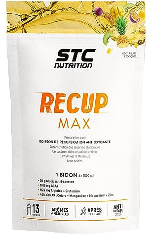 STC NUTRITION - Recup Max - Préparation pour boisson de récupération antioxydante - Goût Fruits Exotiques - Anti-Dopage - 13 bidons - 525 g