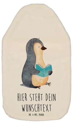 Mr. & Mrs. Panda Wärmflasche individuell gestalten Pinguin Buch - Weiß