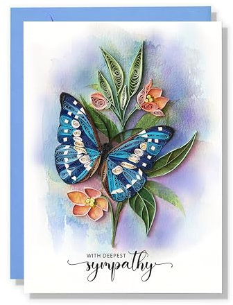 TUMYBee Butterfly Sympathy Card, Animal Pattern, 5in x 7in, Blank Inside, Envelope Included