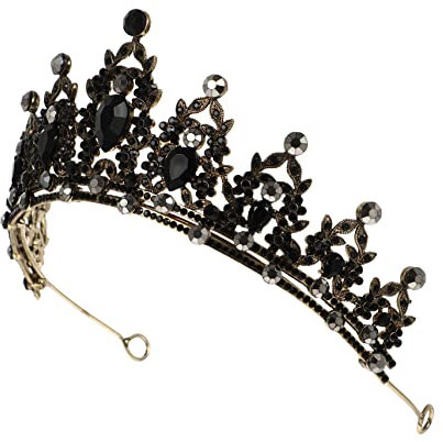 SOLUSTRE Diamant Stirnband Strass Kopfschmuck Cintillos Para Festzug Kronen Tiara Prom Braut Tiara Strass Fotografie Zubehör Mode Kopfbedeckung Hochzeit Kopfschmuck Schwarz