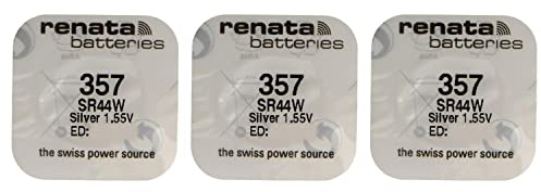 RENATA Set di 3 pile a bottone in argento ossido 357/SR44W 0% mercurio