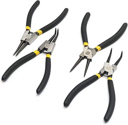 Pinzas de hierro, alicates, tenazas de carpintero, alicates for herramientas, 7 pulgadas, 4 piezas, alicates for anillos de presión, juego de alicates, combinación de circlip, herramientas de clip de
