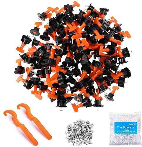 Goysen Tile Leveling System 100pcs Tile Leveler Spacers with 2 Special Wrench, 500pcs 1/12 Tile Spacers. Tile Installation Tool Kit for Building Walls & Floors