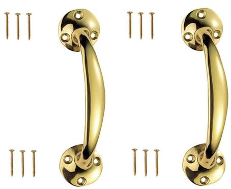 Electric Brass Bow Pull Handles with Screws 150mm Victorian Bow Shaped Handle for Furniture or Sash Window Frames Cabinet Drawer Cupboard Knobs 2 Pack.