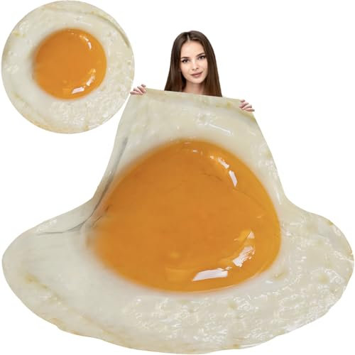 Abaysto Funny Fried Egg Blanket Adult & Kids, Egg Blanket Throw Soft Flannel Round Nap Wrap Blanket Novelty Egg Gifts Blankets for Sofa Couch Camp Chair Gifts for Boys, Girls 150CM