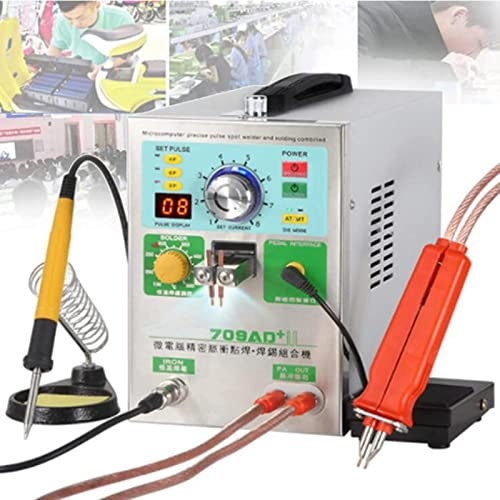 JINGEDD 709AD Saldatore A Punti,Saldatura A Punti A Impulso Fisso,Saldatura A Spot Automatico A Induzione,Saldatore A Punti di Impulso Ad Alta Potenza,con Interruttore A Pedale Comandato da Filo
