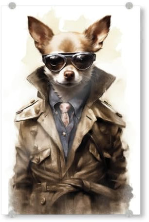artboxONE Acrylglasbild 45x30 cm Tiere Coole Mode-Chihuahua Bild hinter Acrylglas - Bild Tier Chihuahua cool