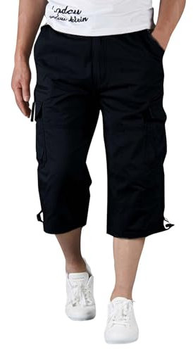 RUMAOZIA 3/4 Hose Herren Cargo Shorts Männer Bermuda Shorts Multi Taschen Sommer Kurze Hose Baumwolle Arbeitshose Stoffhose 3/4 Lang Trekkinghose Militär Shorts Strandhose Ausflug Reisen