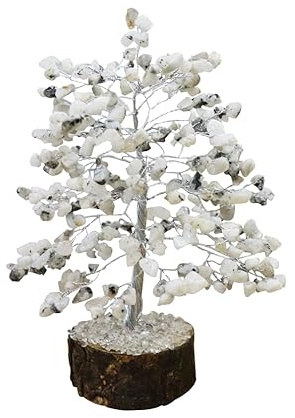 BRACOP® Kristallbaum des Lebens Feng Shui Wohndekoration Mondstein Chakra-Baum Handgeschnitzter Heilsteinbaum für Positive Energie Geldbaum Mini-Dekorationsfigur Chakra-Baum Hindu-Geschenke